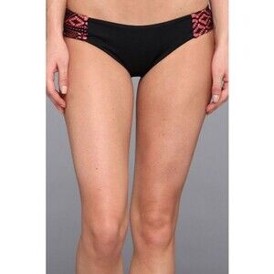 Vitamin A Ravello Crochet Sides Hipster Bikini Bottom Women's 4 / XS Black Pink